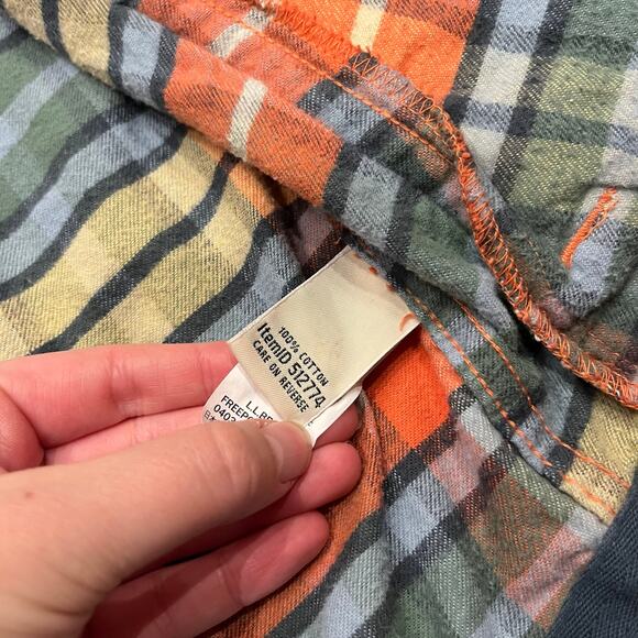 LL Bean Scotch Plaid Flannel Shirt Relaxed Zip Hoodie Sz M Tall Washed Buchanan - Picture 7 of 10